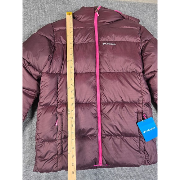 Columbia Puffer Hooded Jacket Kids Youth Size L (14-16) Burgundy Pink Zip Puffer - Picture 2 of 8